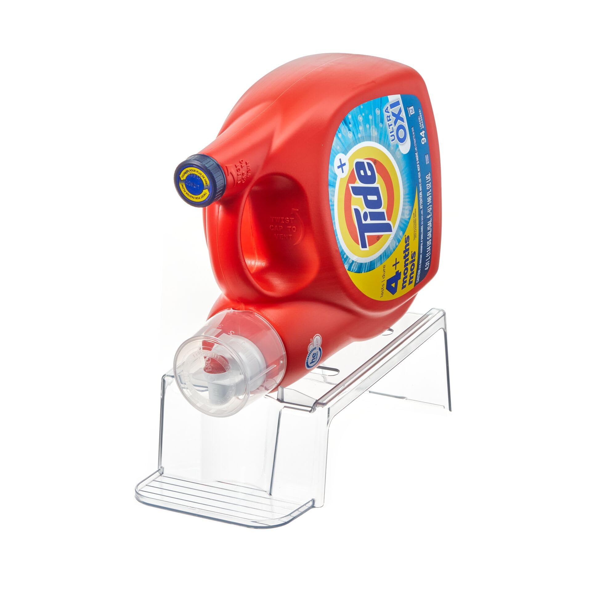 iDesign Clear Detergent Riser for Laundry Room - Space Saving Shelf Organizer for Detergent Bottles, Fabric Softeners & Cleaning Supplies - Perfect for Under Sink, Pantry or Closet Storage