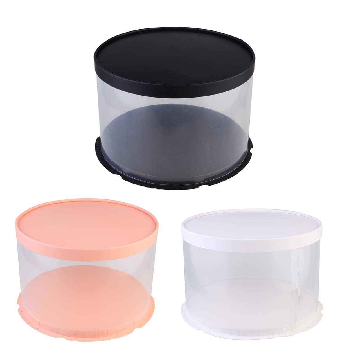 Hemoton 3-Piece Plastic Cake Storage Container Set - Transparent Round Cake Box with Dome Lid for Wedding, Bakery & Dessert Display - Perfect for Cake Transport, Party Serving & Kitchen Storage