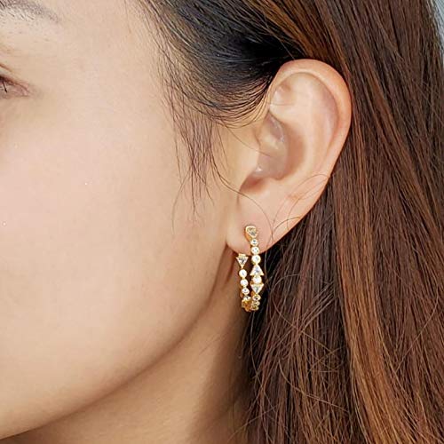Stylish Gold Plated Sterling Silver CZ Hoop Earrings for Women - Perfect for Parties, Weddings & Everyday Wear