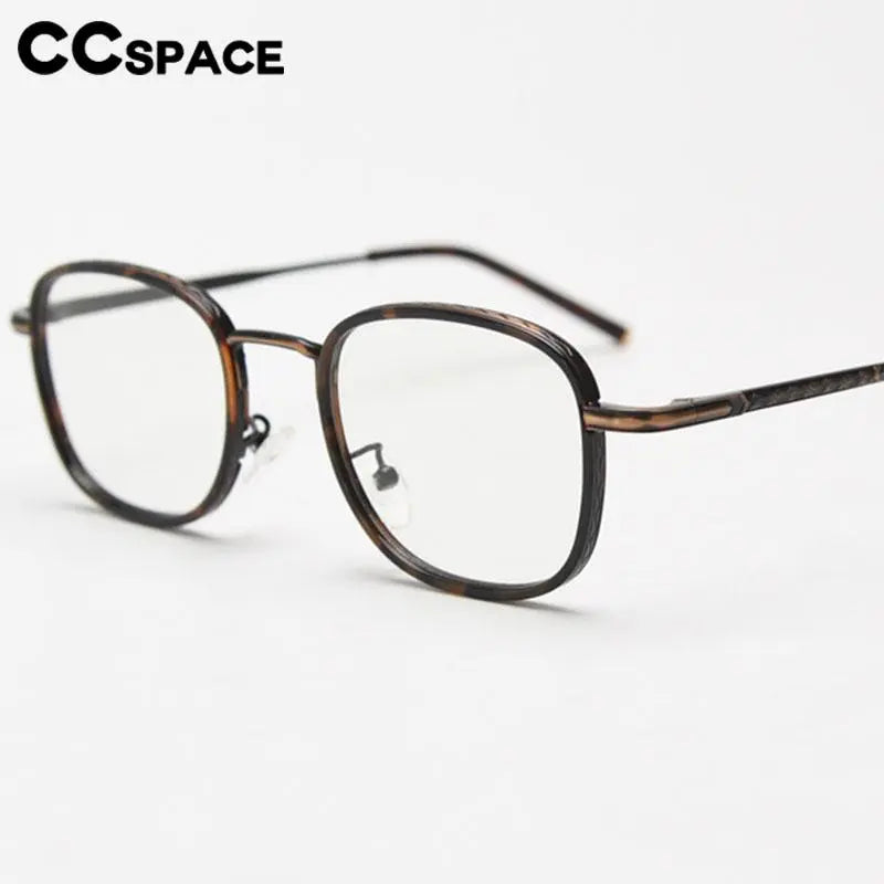 CCspace Unisex Full Rim Square Alloy Eyeglasses 56833 - Lightweight Metal Frame Glasses for Men & Women - Perfect for Reading, Work, and Daily Fashion Accessories