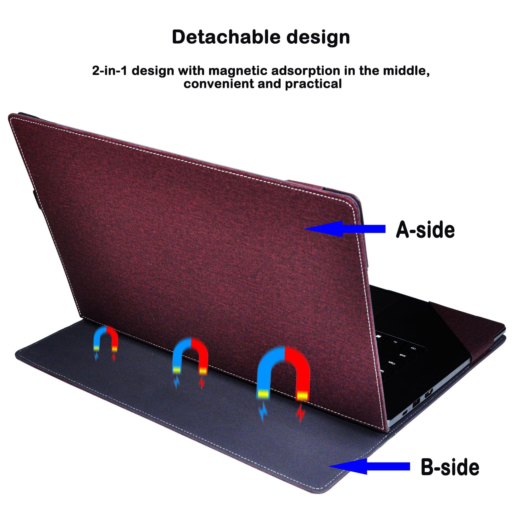 Premium PU Leather Laptop Sleeve for 16-inch Lenovo IdeaPad Slim 5/5 Pro/Pro 5 - Burgundy Protective Case Cover | Ideal for Work, Travel & School