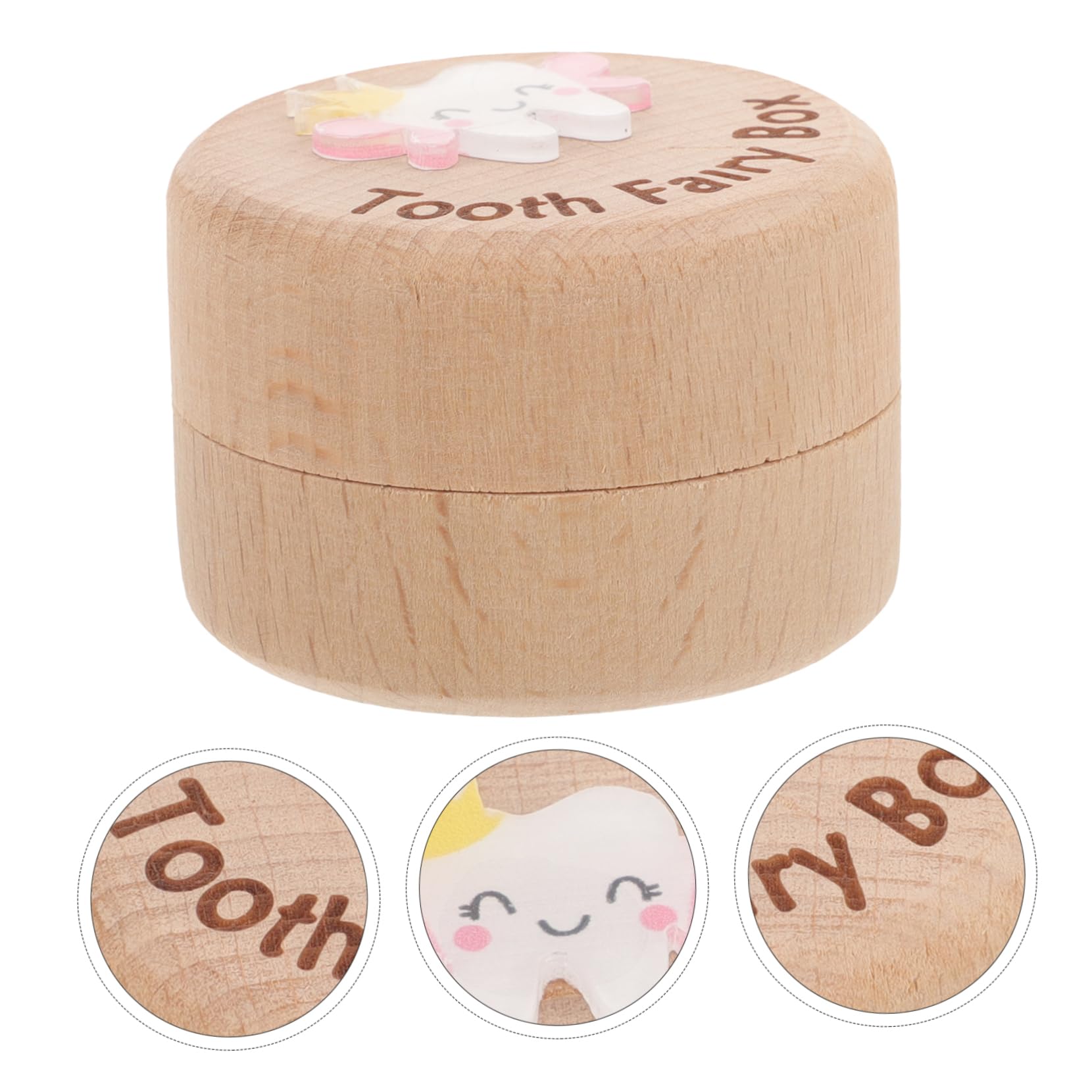GAROZATION Wooden Cartoon Tooth Holder Box for Kids - Portable Tooth Case for Travel, School & Home Use