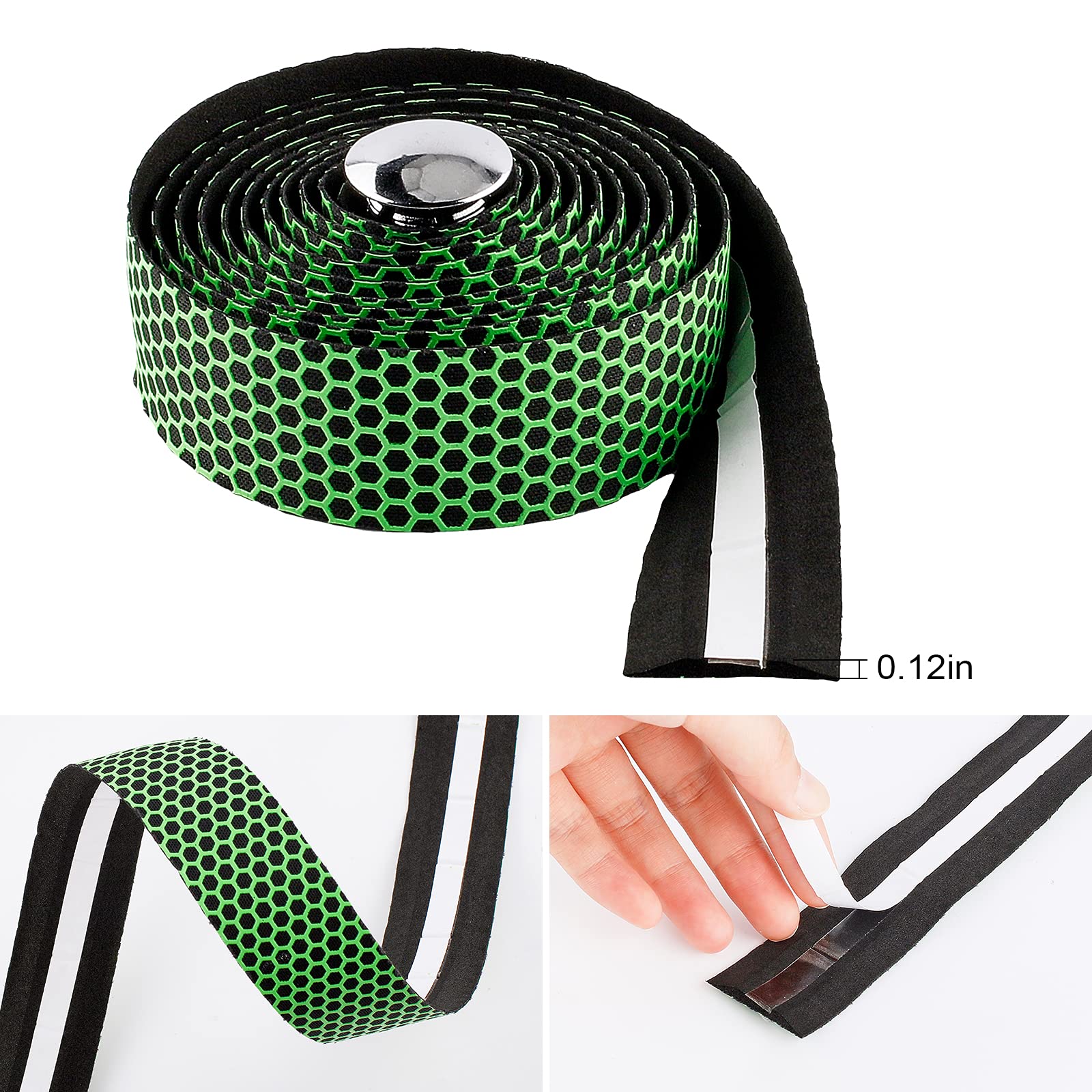 GORGECRAFT 2 Rolls Lime Green Bicycle Handlebar Tape - Non-Slip Cycling Grip with 2 End Plugs & Finishing Tapes for Road Bikes, Steering Wheels, Chairs & Fishing Rods - Perfect for Commuting, Racing & Outdoor Sports