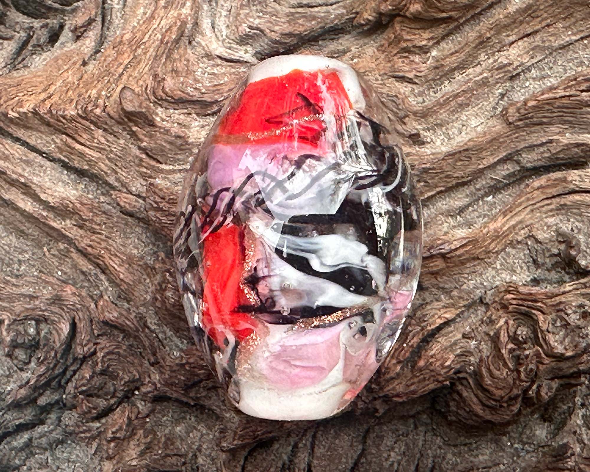 Handmade Cherry Blossom Noir Lampwork Glass Focal Bead - Unique SRA Artisan Jewelry Component for Necklaces, Bracelets & DIY Crafting