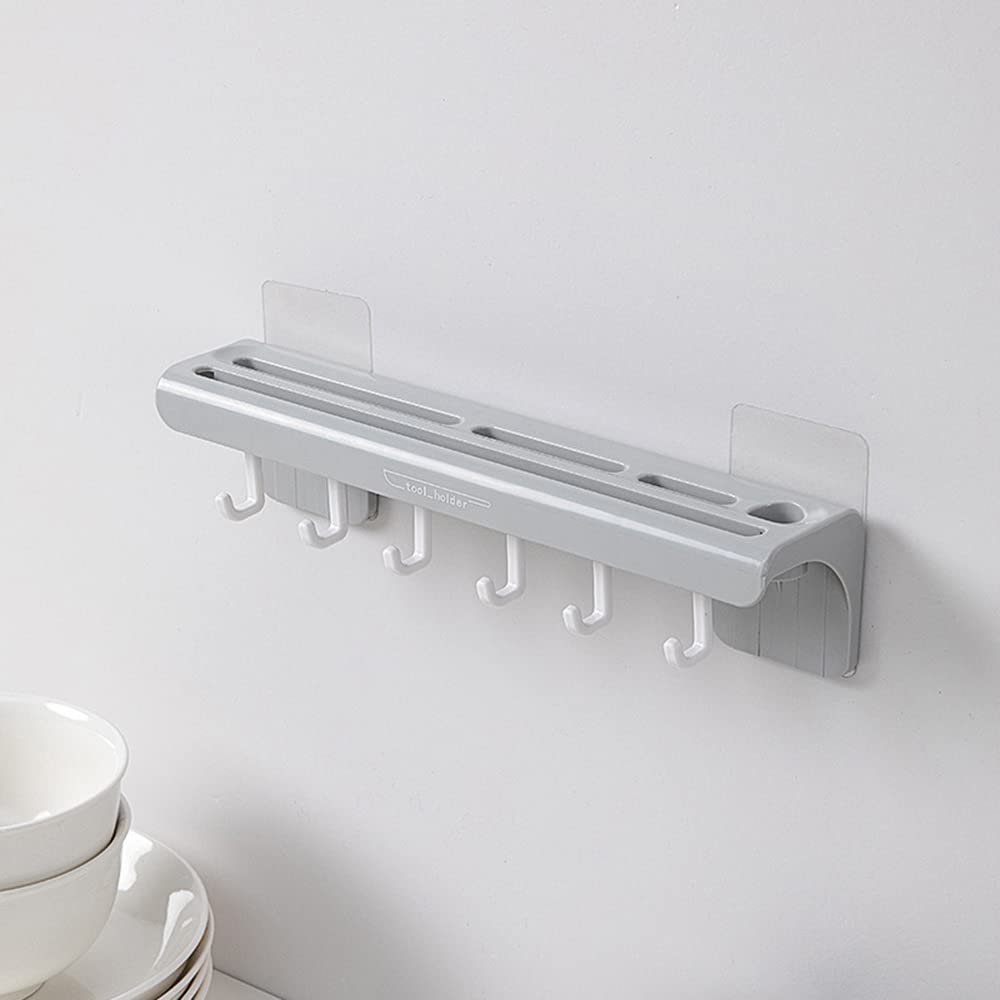 Wall Mounted Self-Adhesive Knife Holder - Space-Saving Kitchen Knife Rack with Hooks for Knives, Utensils & Spices | Perfect for Small Kitchens, RVs & Camping Use