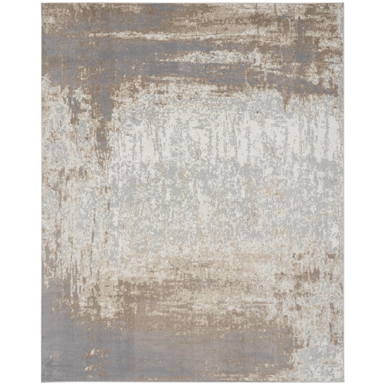 Nourison Elation Abstract Grey Ivory 9' x 12' Area Rug - Easy to Clean, Non-Shedding, Stain Resistant - Perfect for Bedroom, Living Room, Dining Room & Kitchen Decor (9x12)