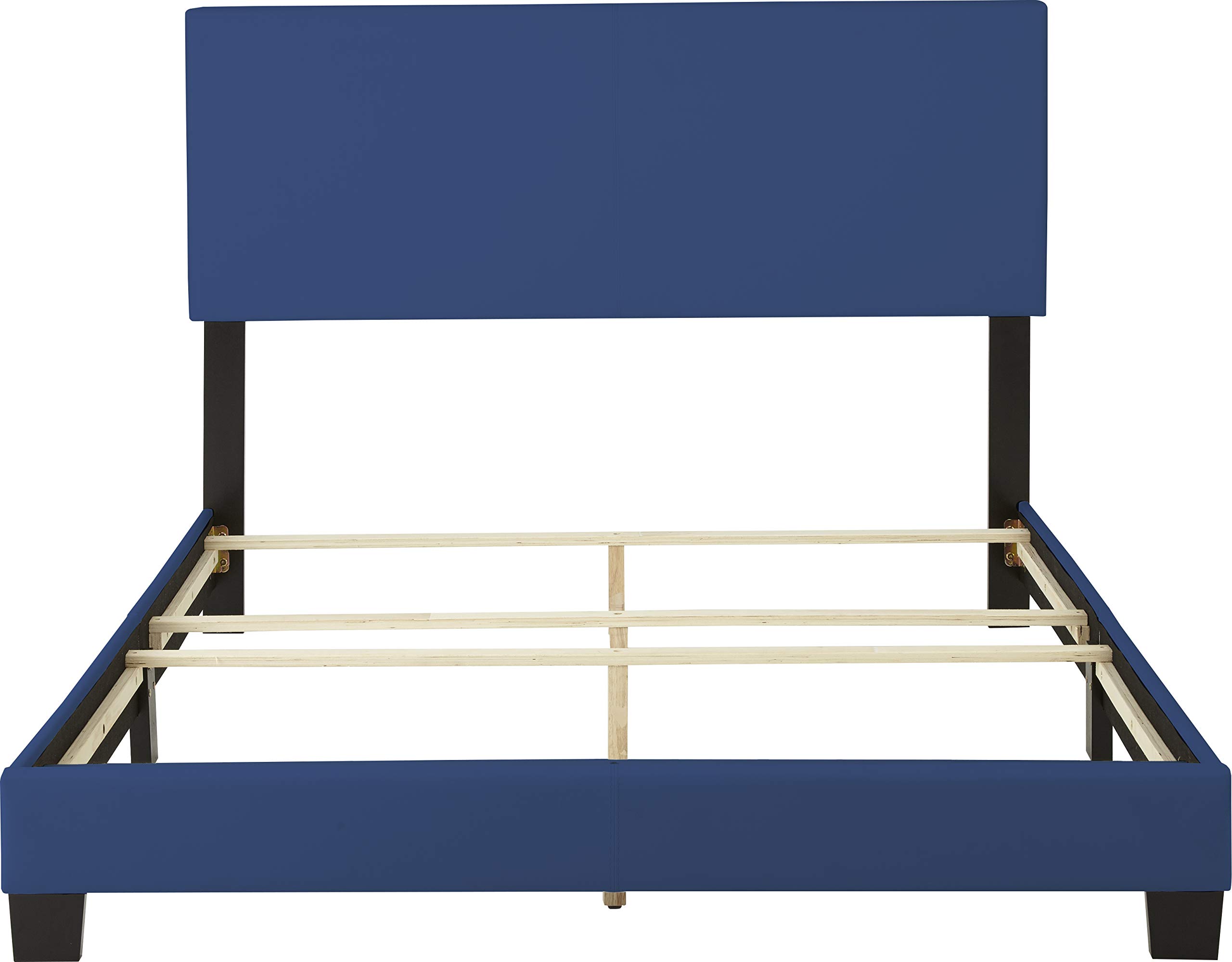 Boyd Sleep Montana Upholstered Platform Bed Frame with Headboard - Full Size Bed Foundation with Wood Slat Support, Faux Leather in Blue | Perfect for Modern Bedrooms, Guest Rooms & Small Spaces