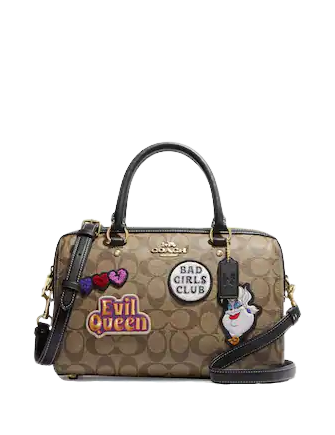 Coach Disney X Coach Rowan Satchel Crossbody Bag - Signature Canvas with Disney Patches, Fashionable Women's Handbag for Work, Travel & Daily Use