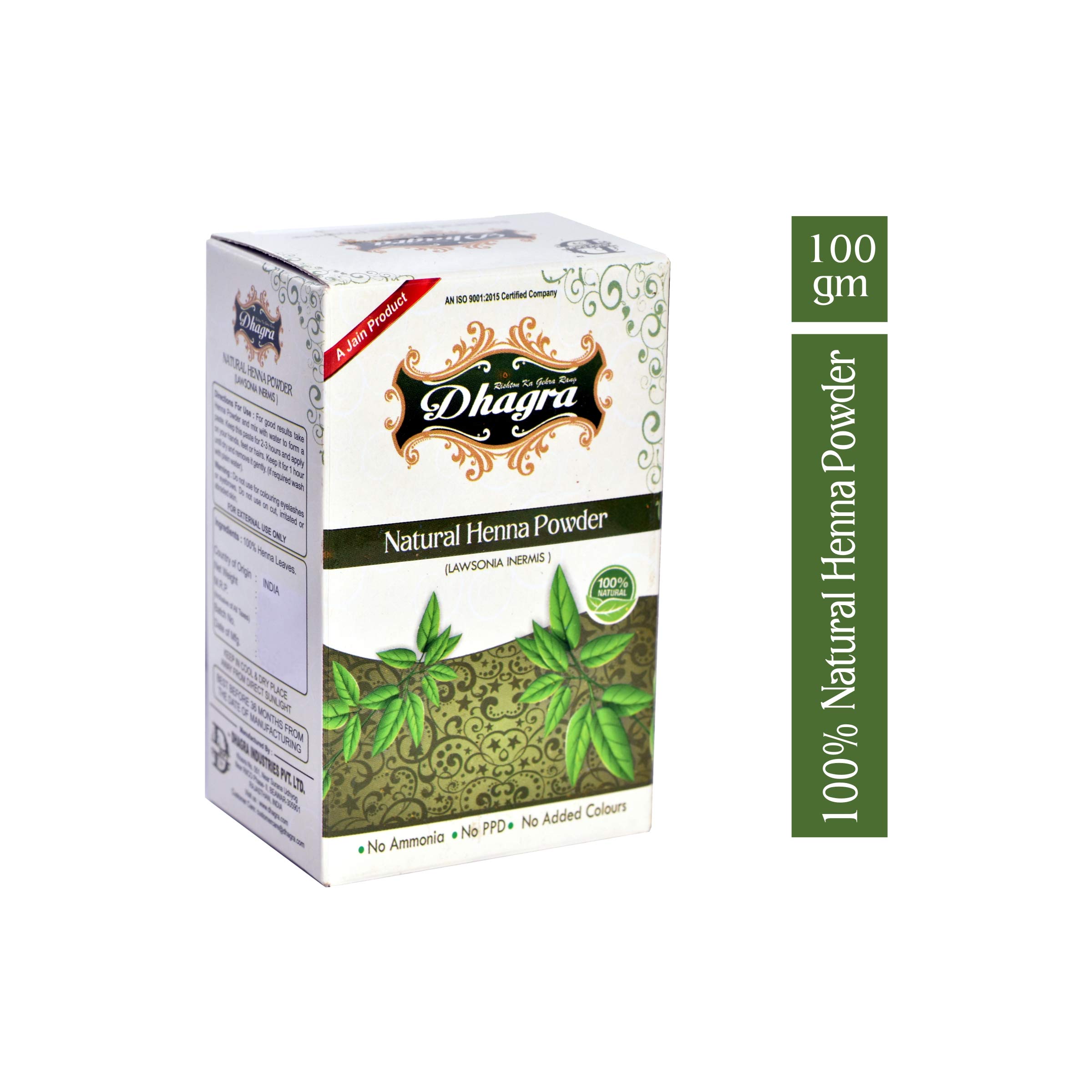 Dhagra's 100% Natural Henna Powder for Hair & Body - 100g (Pack of 4) | Safe, Organic Mehndi for Temporary Tattoos, Hair Dye & Skin Art | Perfect for Weddings, Festivals & DIY Beauty Treatments