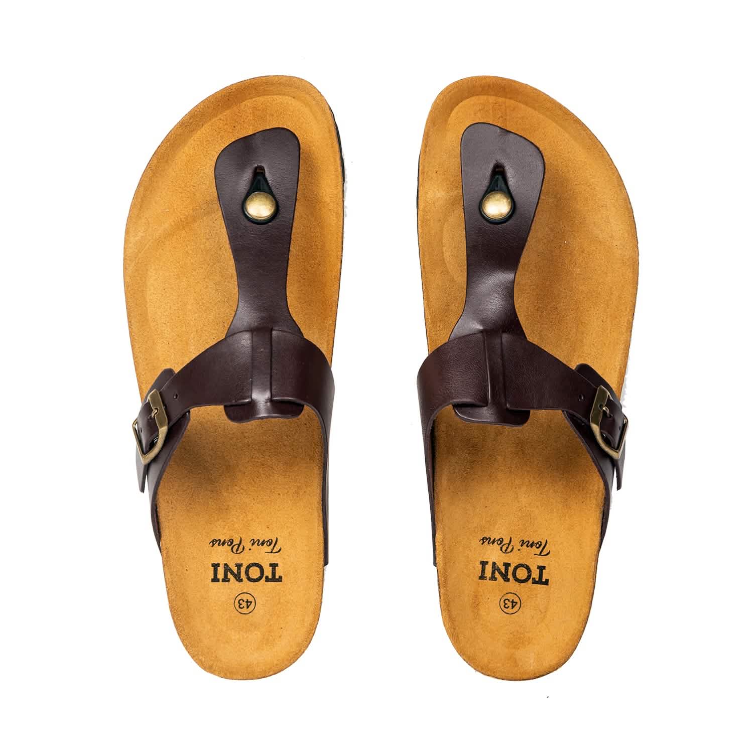 Men's Plain Leather Open Toe Slippers - Comfortable & Breathable House Shoes for Indoor/Outdoor Wear - Perfect for Relaxing at Home, Lounging or Backyard Use