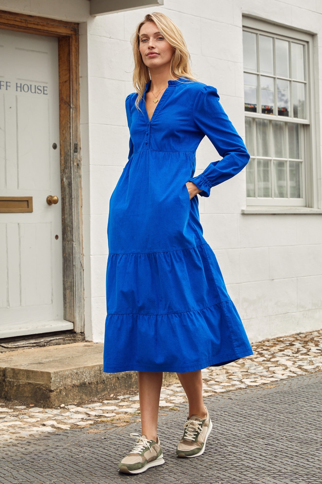 Liv Women's Corduroy Dress in Cobalt Blue - Stylish & Comfortable for Casual Outings, Work, and Date Nights