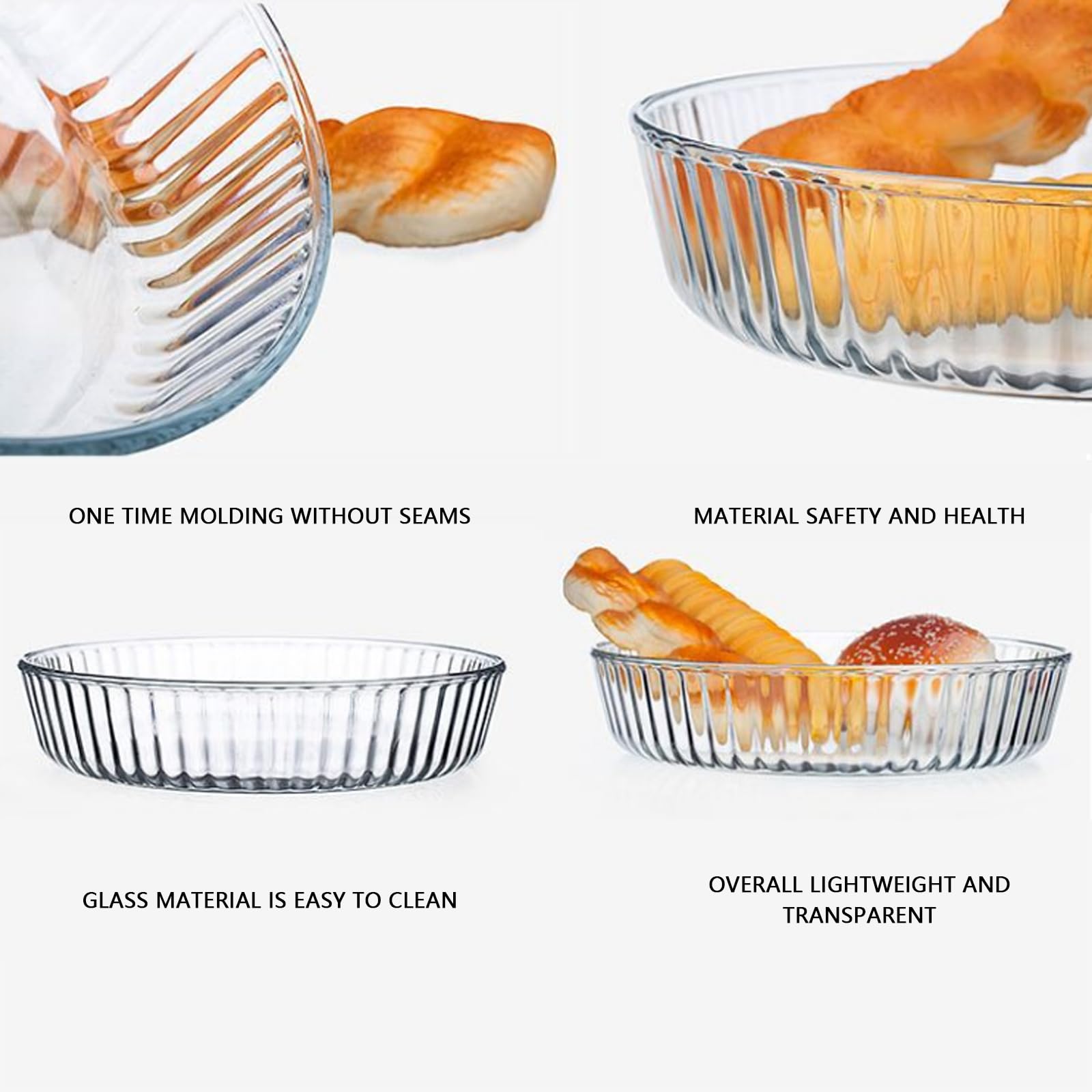 10 Inch Clear Glass Deep Pie Dish - Durable Oven Safe Baking Pan for Pies, Quiche, Casseroles & Desserts - Perfect for Thanksgiving, Christmas & Family Gatherings