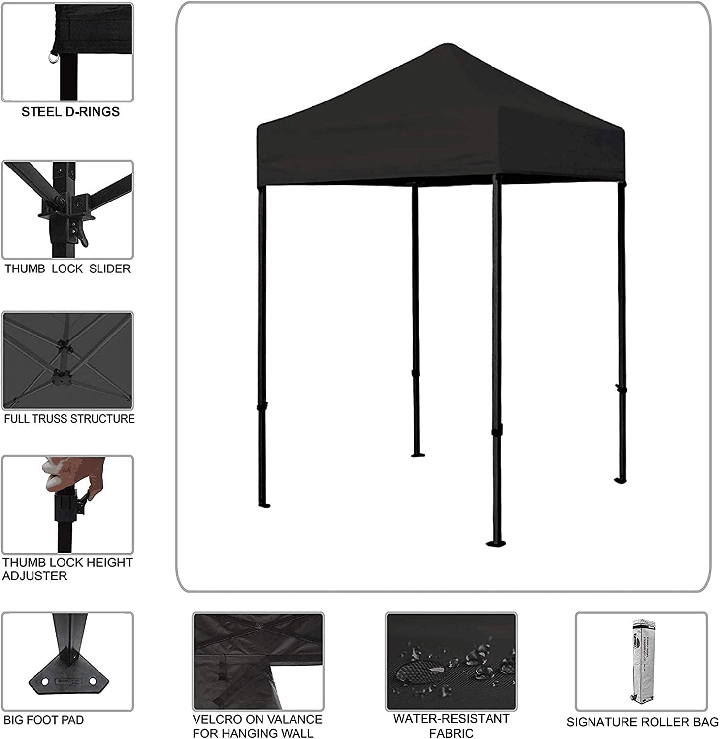 Eurmax USA 5'x5' Commercial Instant Pop Up Canopy Tent with Heavy Duty Roller Bag & 4 Bonus Sand Weight Bags - Yellow | Outdoor Events, Farmers Markets, Beach Parties, Camping & Tailgating Shelter