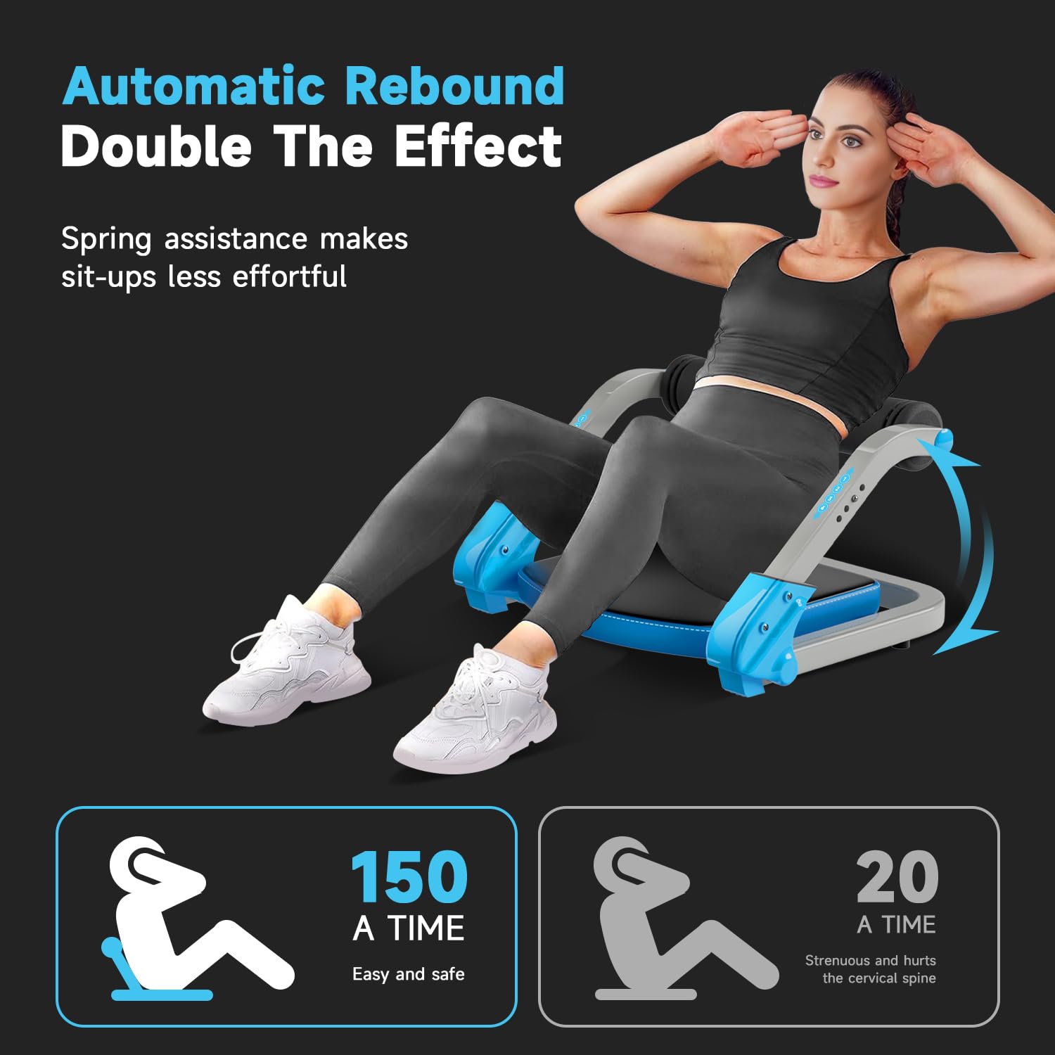 Ab Trainer & Crunch Machine - 4 Adjustable Resistance Ab Workout Equipment for Home Gym, 350 LBS Capacity Sit Up Machine with Automatic Rebound for Core & Stomach Exercises | Perfect for Home Fitness, Toning Abs & Full-Body Workouts