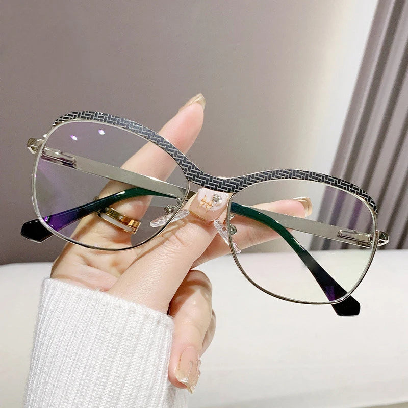 CCspace Women's Full Rim Oval Alloy Reading Glasses R57482 - Lightweight & Stylish for Reading, Working, and Computer Use