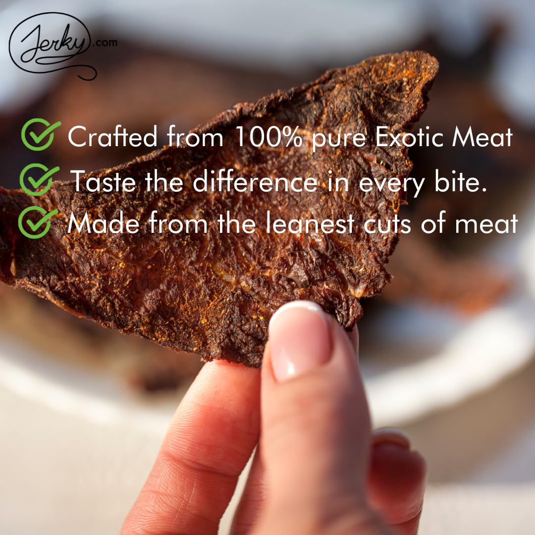 Premium Exotic Jerky Gift Box for Men - 8 Piece Gourmet Meat Snack Set with Venison, Elk, Buffalo & Wild Boar - Healthy Protein Snacks for Outdoor Adventures, Camping, Hiking & Father's Day Gifts