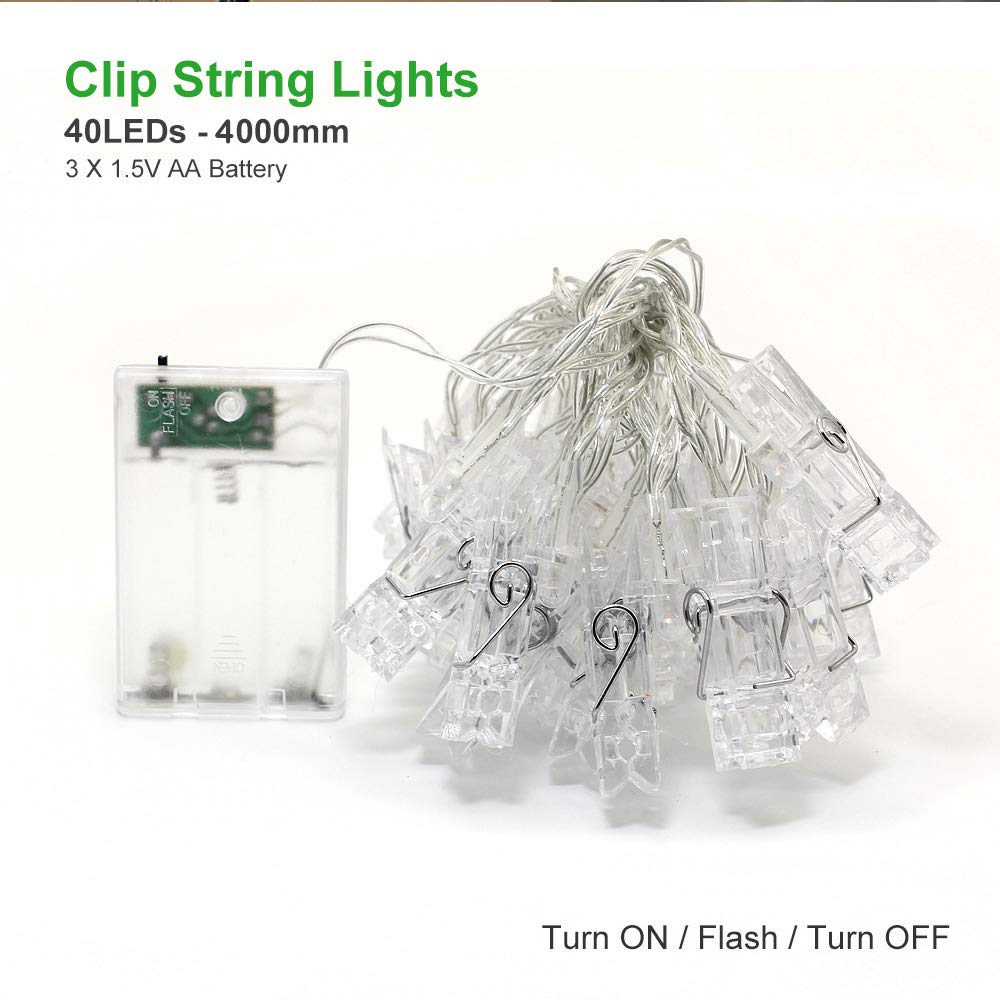 Dopheuor LED Fairy Clip String Lights - Battery Operated Photo Hanging Lights for Christmas, Wedding, Birthday, Halloween Decor - Perfect for Bedroom, Patio, Party & Festival Decorations (Batteries Not Included)