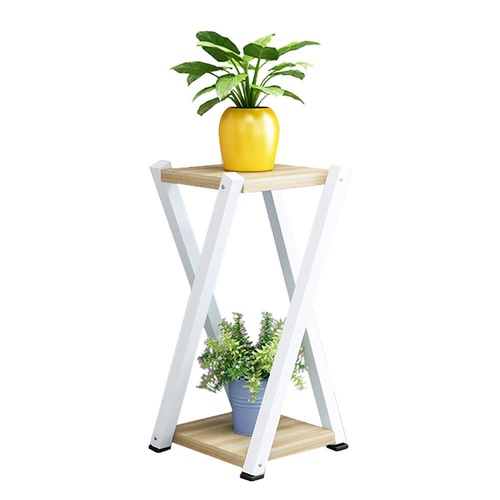 2-Tier Demountable Plant Stand for Indoor Floor - White Potted Flower Rack for Office, Home & Garden Decor (60cm Height) - Perfect for Displaying Plants in Living Rooms, Balconies & Workspaces