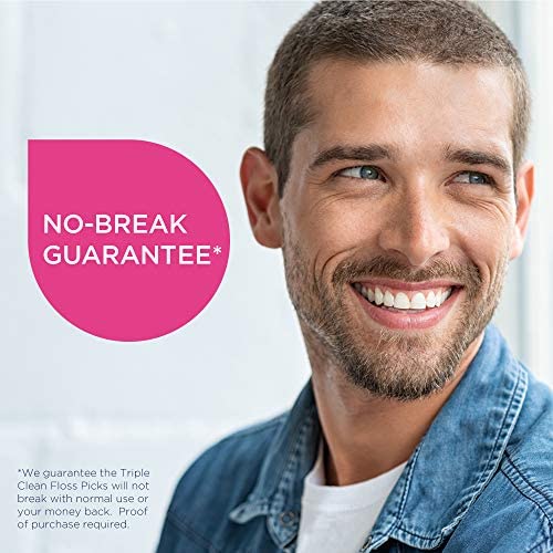 DenTek Triple Clean Floss Picks with Dispenser - 60 Count | Dental Hygiene Essential for Travel, Home & Office Use | Waxed, Comfortable & Effective Flossers
