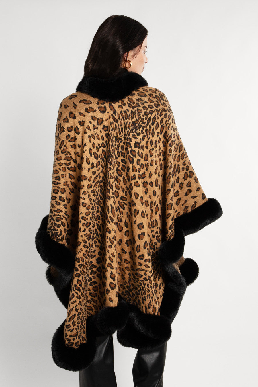 Stylish Cheetah Print Kimono Faux Fur Cape - Soft Winter Shawl Wrap for Women, Perfect for Parties, Weddings & Cozy Evenings
