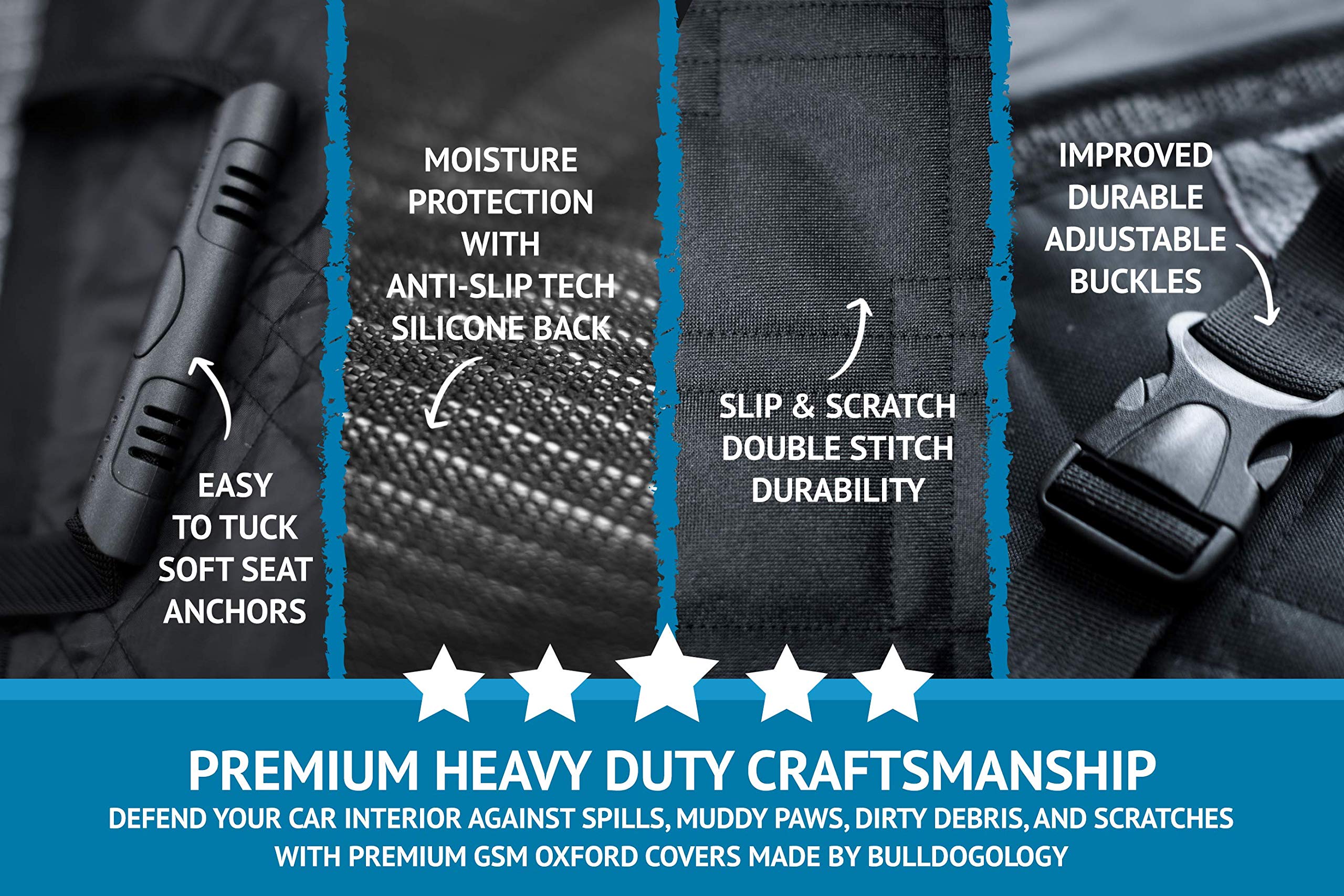 Bulldogology Waterproof Dog Car Seat Cover for SUV & Truck - 58