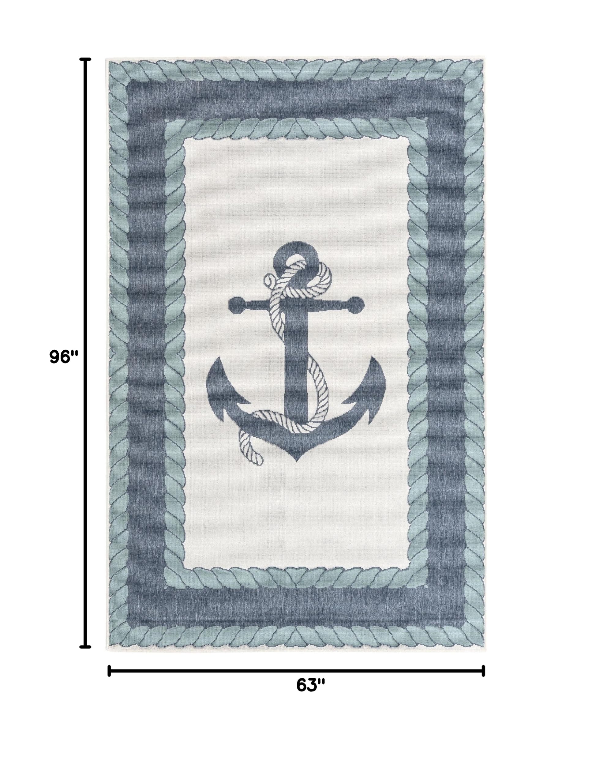 Unique Loom Coastal Anchor Design Outdoor Area Rug 5'3