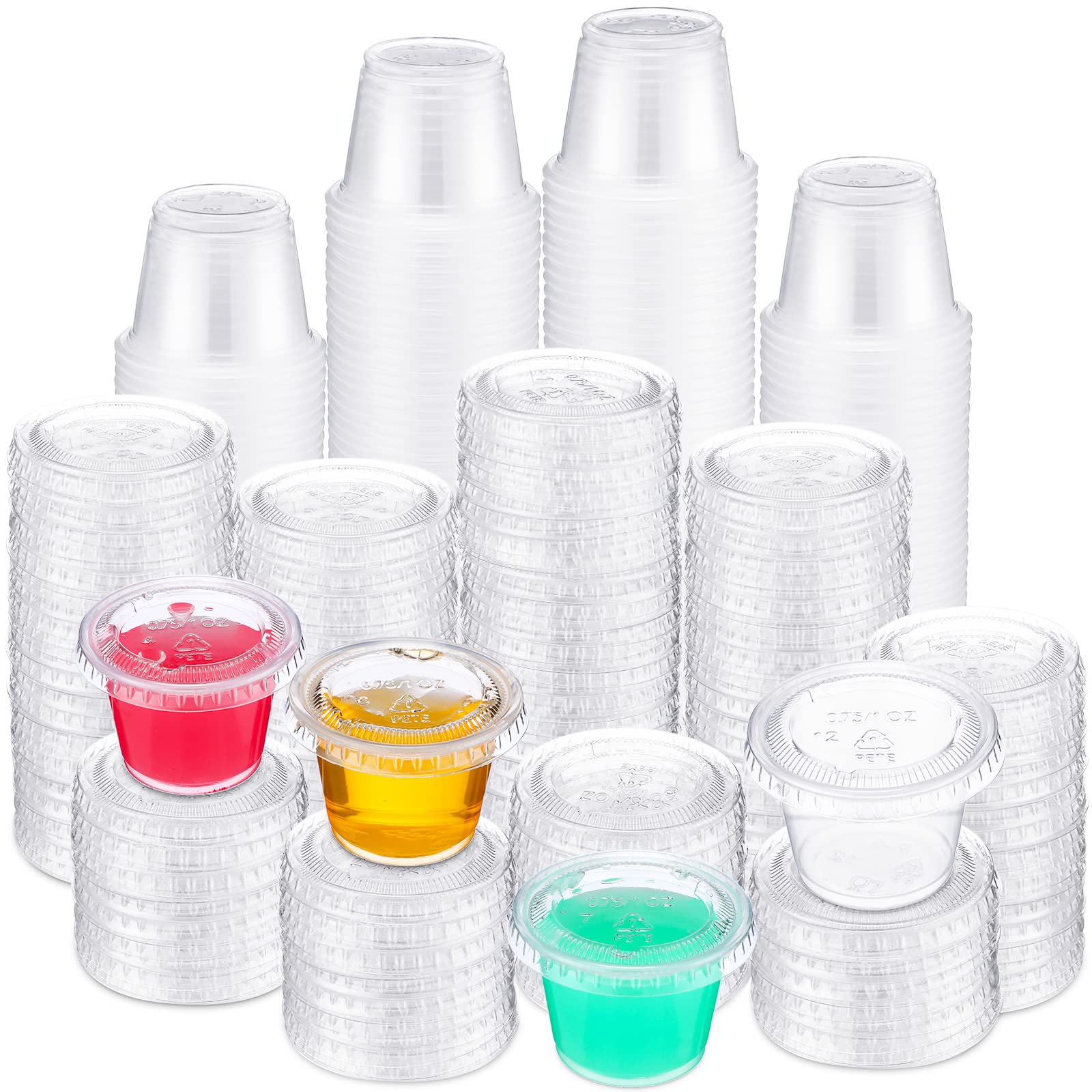 Macarrie 1000-Pack 1 oz Disposable Plastic Food Containers with Lids - Souffle Cups, Sauce Cups & Salad Dressing Containers for Restaurants, Catering, Picnics, Birthday Parties, Weddings & Dinner Events - Perfect for Meal Prep, Condiment Serving & Takeout Portions
