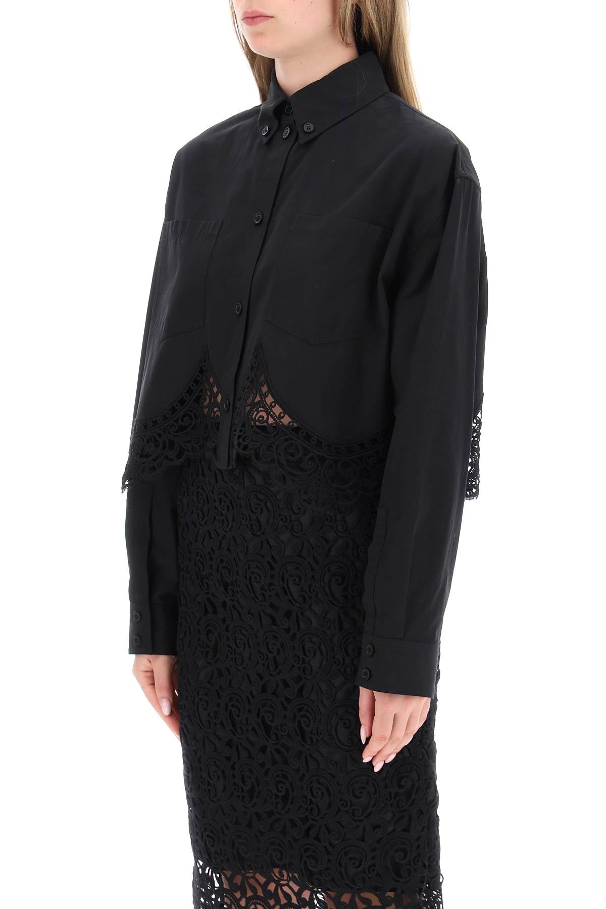 Burberry Cropped Shirt with Macrame Lace Insert - Stylish Women's Fashion Top for Casual Outings & Date Nights