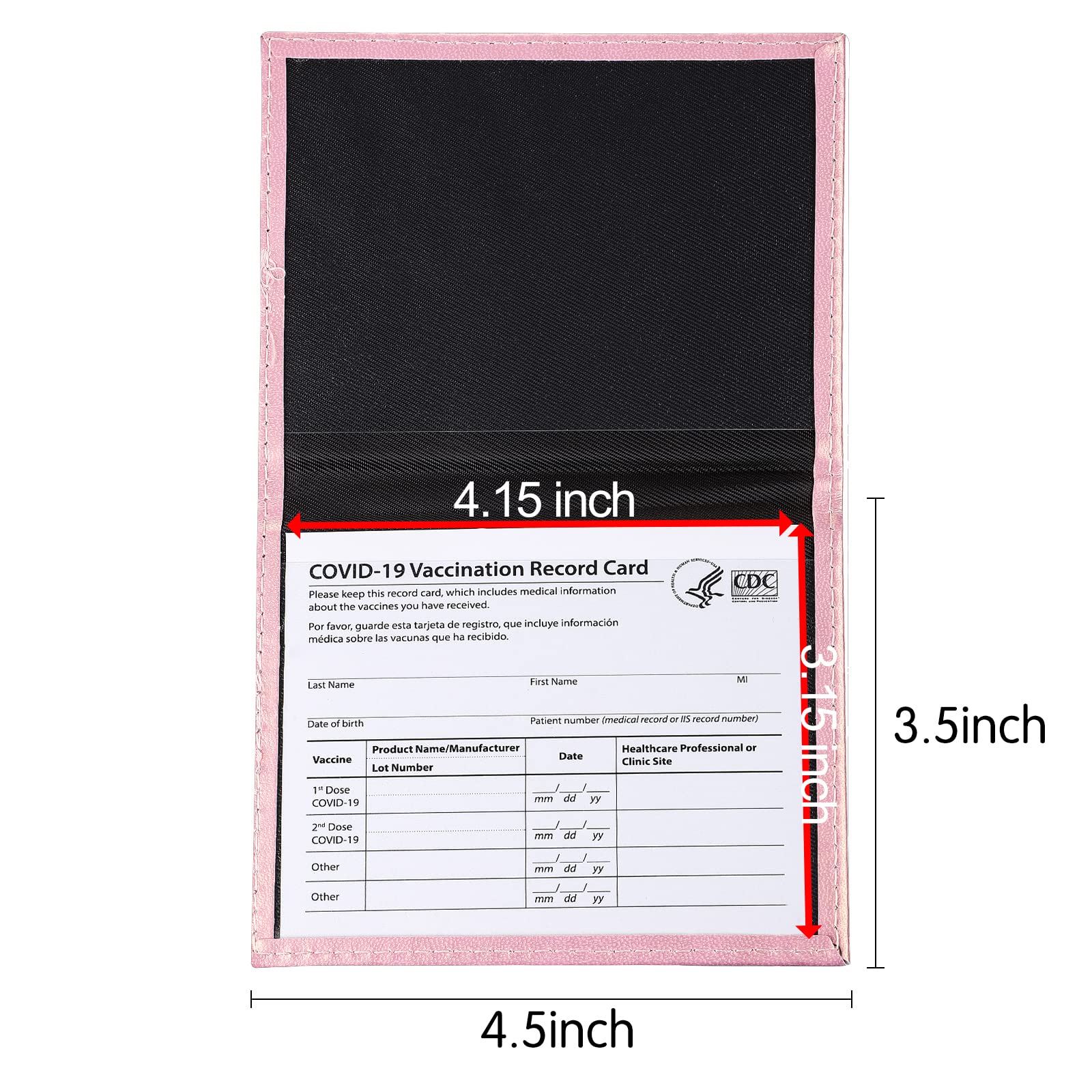 2 Pack Waterproof PU Leather Vaccine Card Holder - COVID Vaccination Card Protector & Business Card Wallet (4