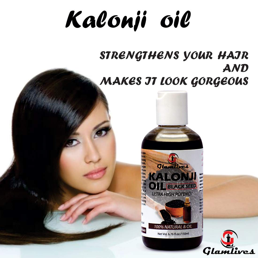 Glamlives Black Seed Oil (300ml) - 100% Pure & Organic Kalonji Oil for Hair Growth & Scalp Care | Natural Remedy for Dry Hair, Dandruff & Split Ends | Perfect for Daily Hair Treatment & Massage