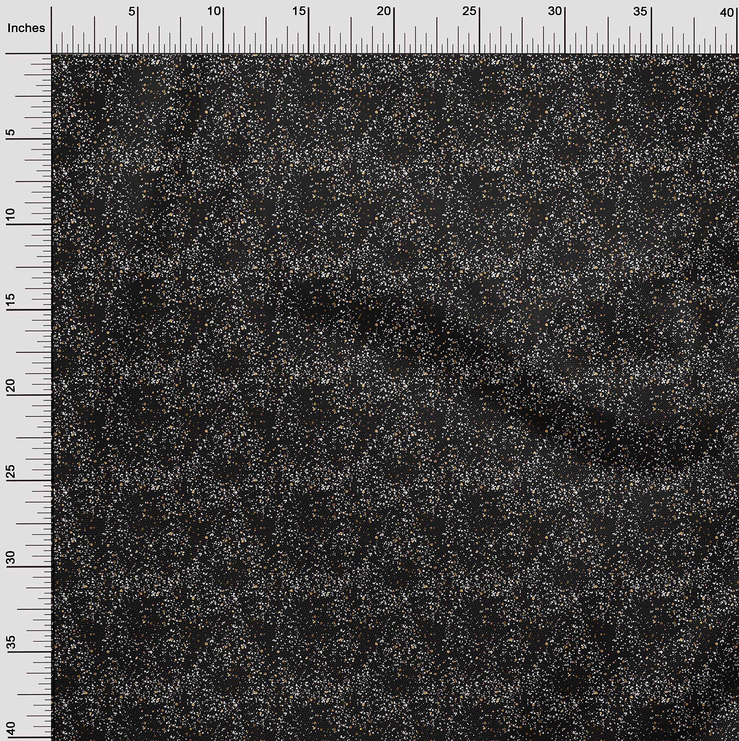 oneOone Rayon Black Fabric with Dots - 56 Inch Wide Printed Sewing Material for DIY Clothing & Crafts | Perfect for Dresses, Skirts & Home Decor Projects