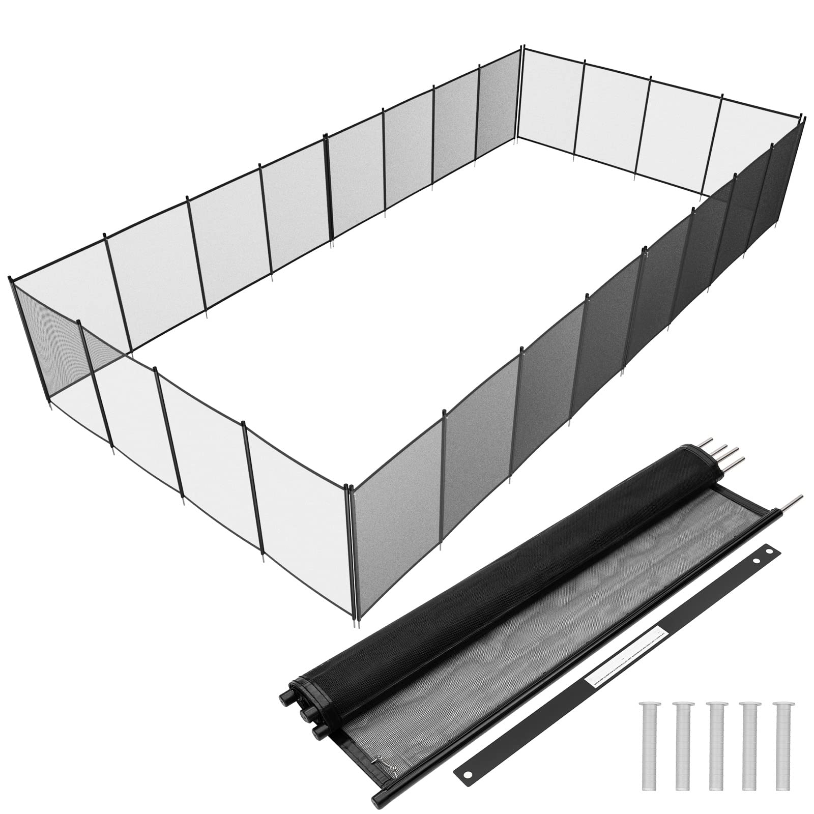 VINGLI 4Ft x 24Ft Black Swimming Pool Safety Fence - Heavy Duty Above Ground & Inground Pool Barrier for Kids & Pets - Perfect for Backyard, Deck, and Garden Protection