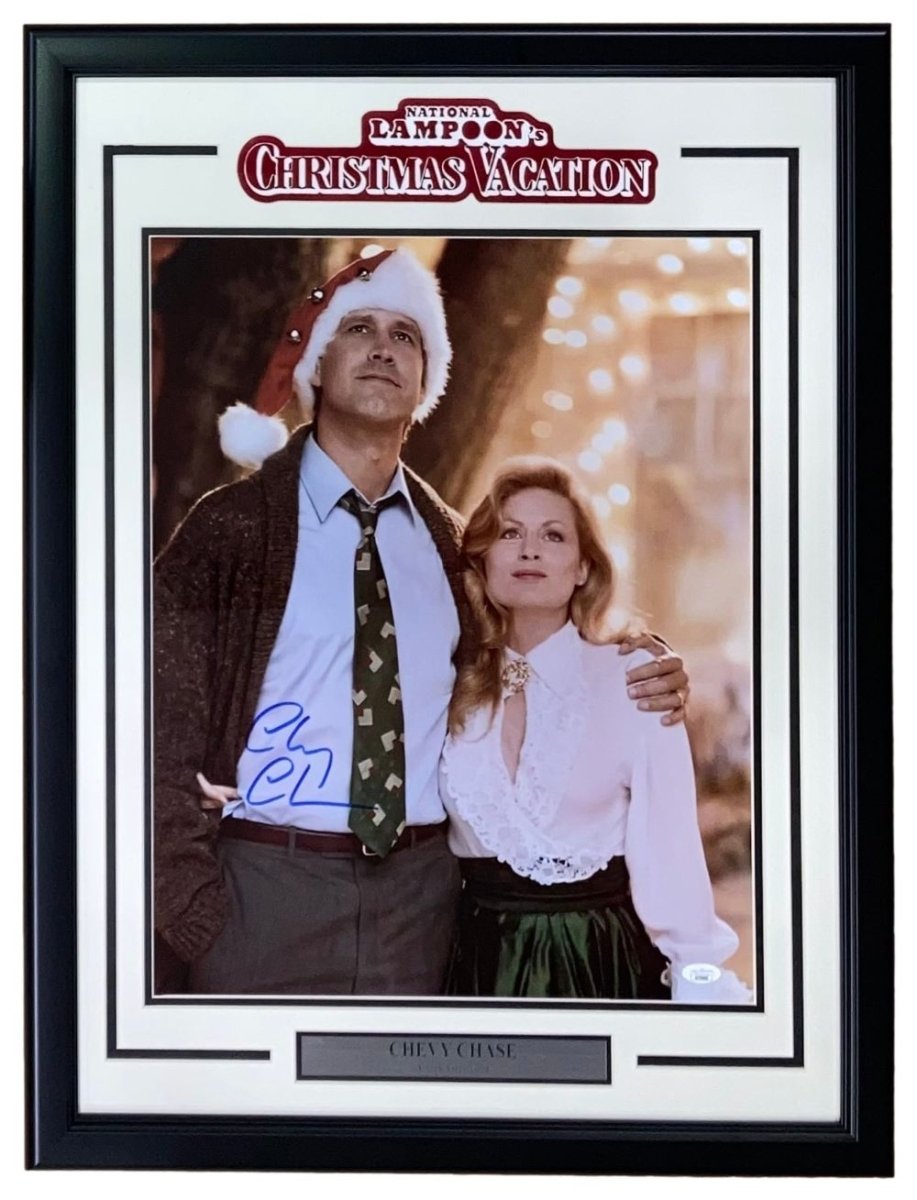 Chevy Chase Autographed Framed 16x20 Photo - Christmas Vacation Clark Griswold Collectible with JSA Certificate - Perfect for Movie Memorabilia Displays & Holiday Decor