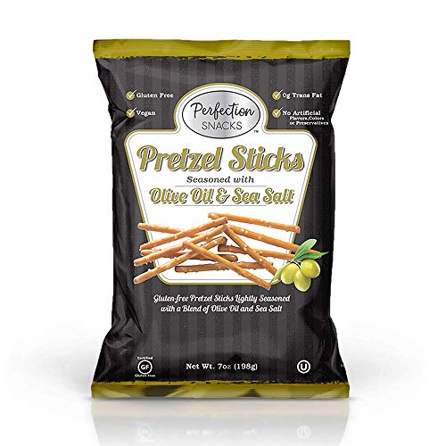 Gluten Free Pretzels by Perfection Snacks - Olive Oil & Sea Salt Flavor, 3 Pack (7oz) | Healthy Snack for Kids, School Lunches & On-the-Go