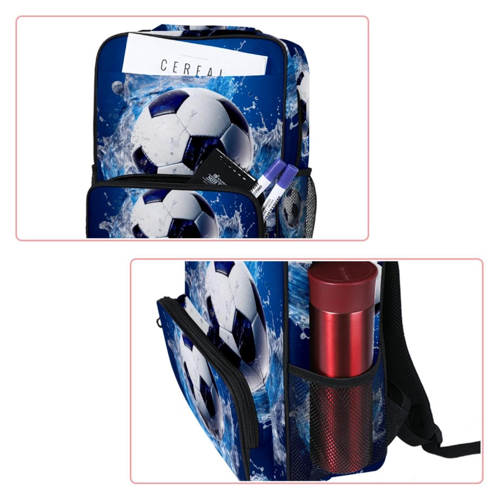 Lightweight Travel Backpack - Small Carry On Backpack for Men & Women, Water Resistant Blue Ocean Design - Perfect for Airplane, Hiking, School & Daily Use