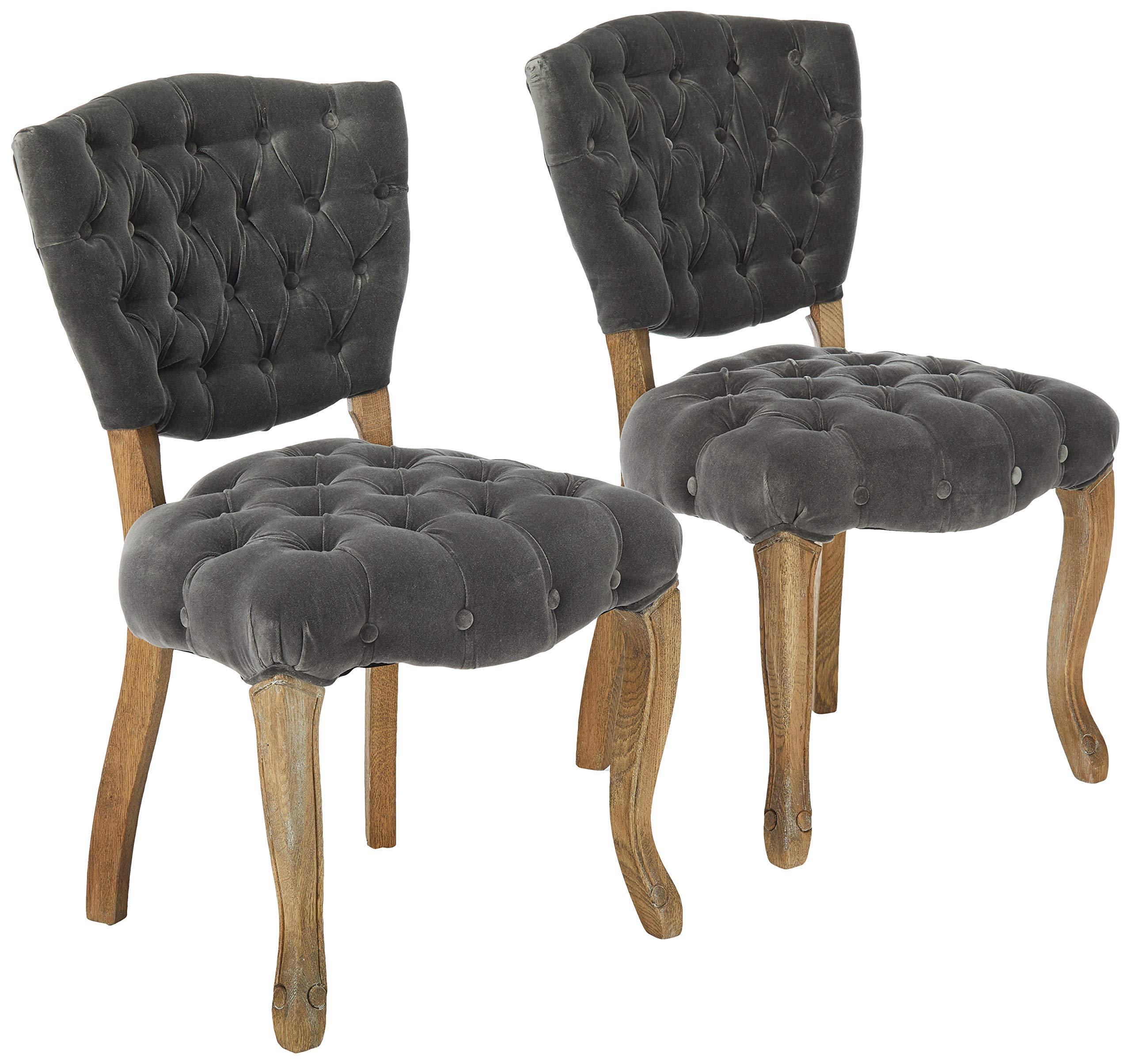 Christopher Knight Home Bates Deal Violetta French Design Charcoal Dining Chairs (Set of 2) - Elegant Upholstered Side Chairs for Dining Room, Kitchen, or Office