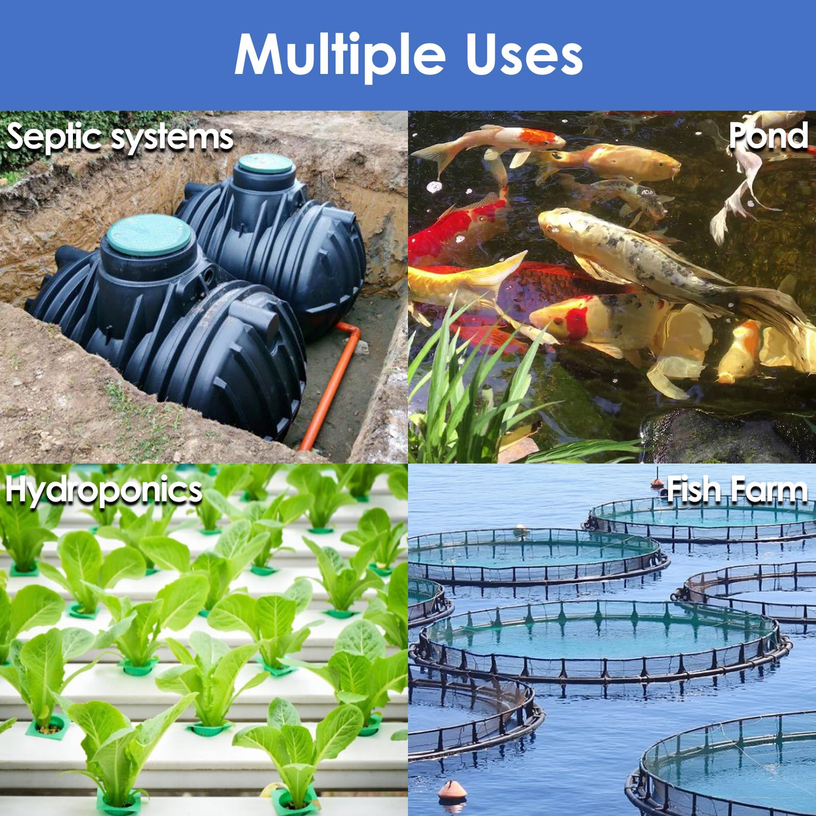 AquaMiracle High Performance Linear Air Pump AP-40/AP-60/AP-80 - 635/950/1350GPH Pond Aerator for Koi Ponds, Hydroponics & Septic Systems | Ideal for Fish Farms, Wastewater Treatment & Commercial Aquariums