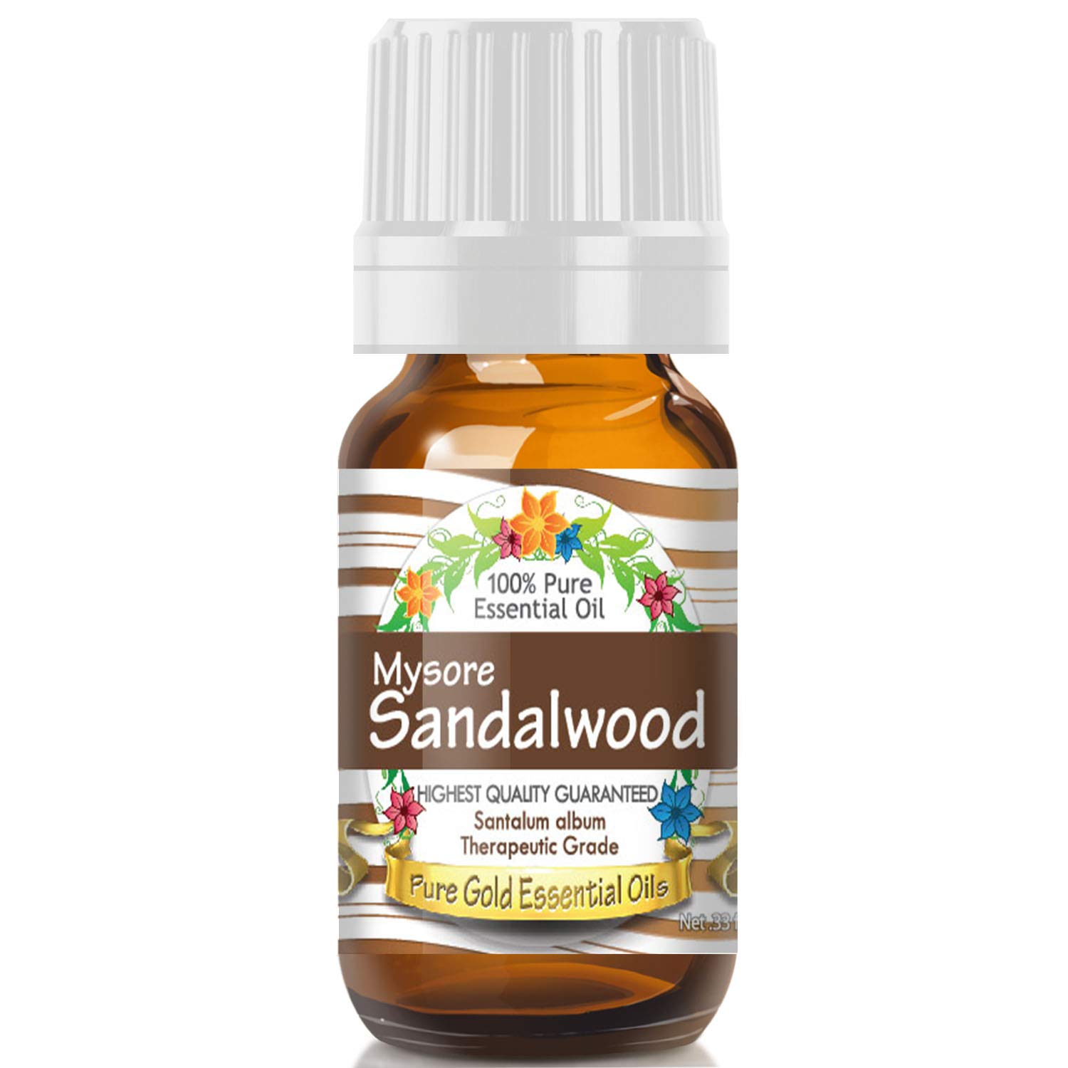 Pure Sandalwood Essential Oil (Mysore) - 100% Natural Therapeutic Grade - 0.33 Fl Oz for Aromatherapy, Massage & Relaxation - Premium Quality Fragrance Oil for Diffusers, Skin Care & Meditation