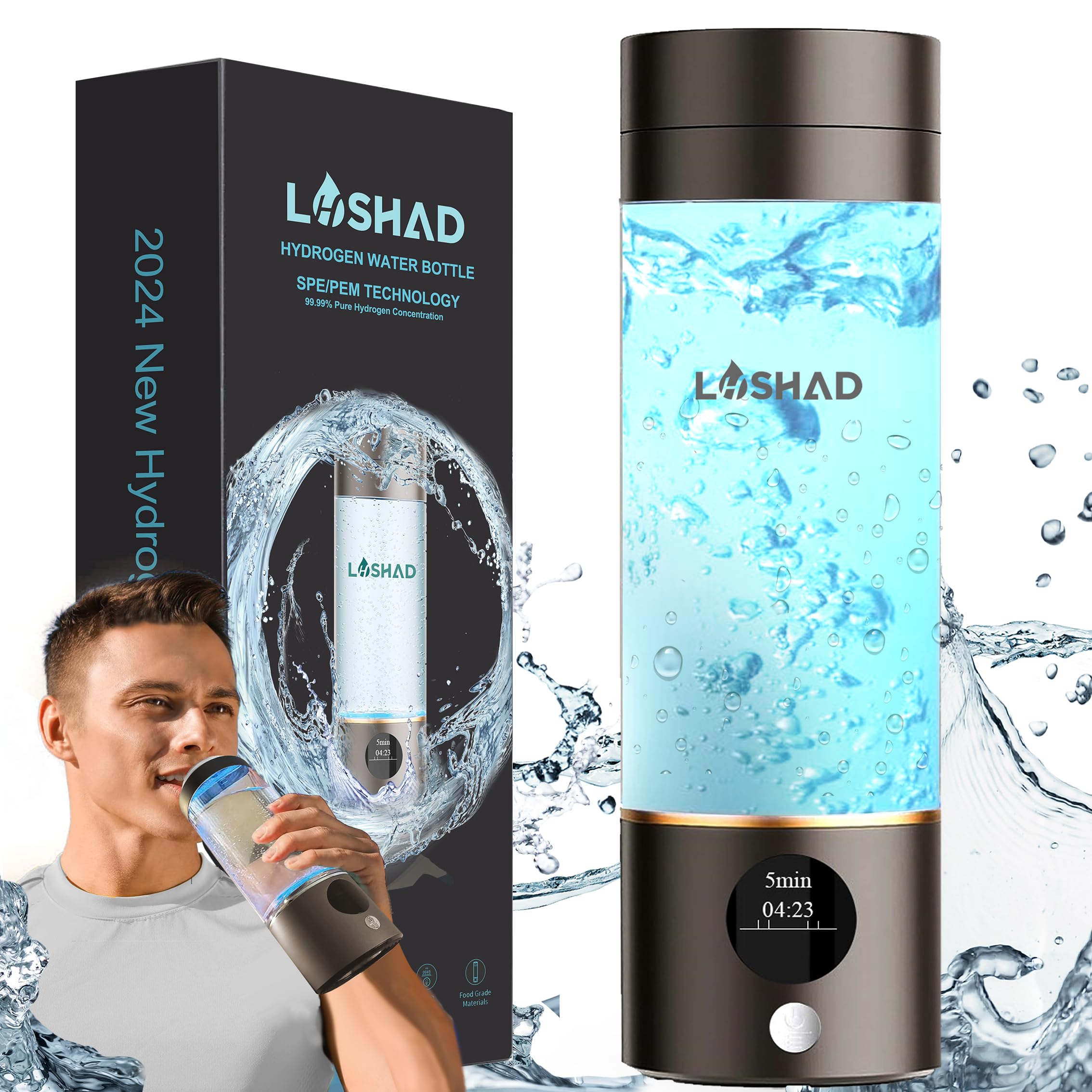 2024 SPE/PEM Hydrogen Water Bottle Generator - Portable Hydropure Water Maker for Healthy Hydration | Perfect for Gym, Travel & Daily Wellness by Gary Brecka