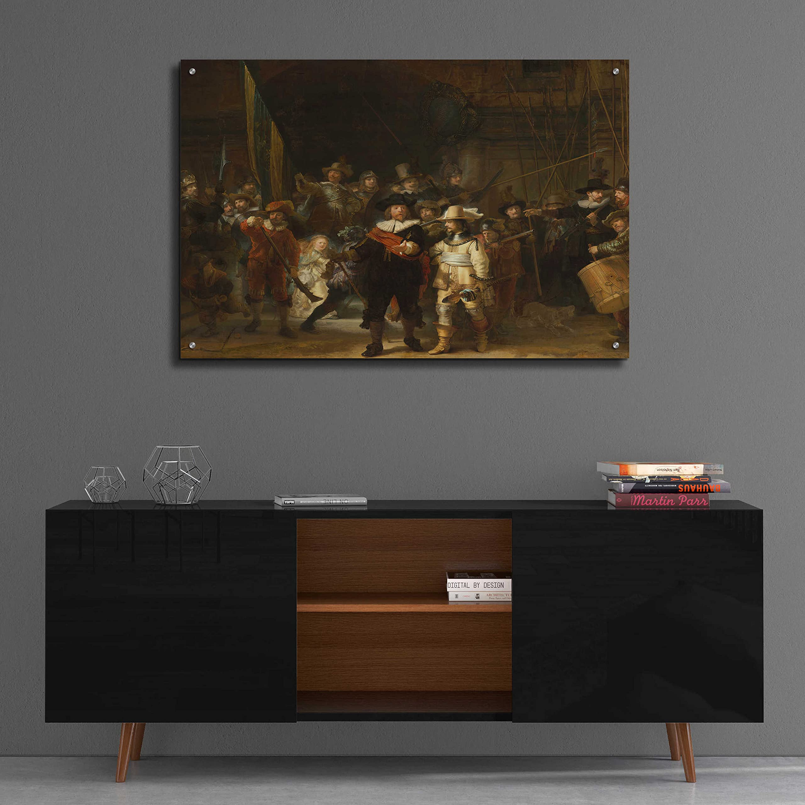Rembrandt 'The Night Watch' Acrylic Glass Wall Art Print - 36x24 Inches Museum Quality Reproduction - Perfect for Living Room, Bedroom or Office Decor