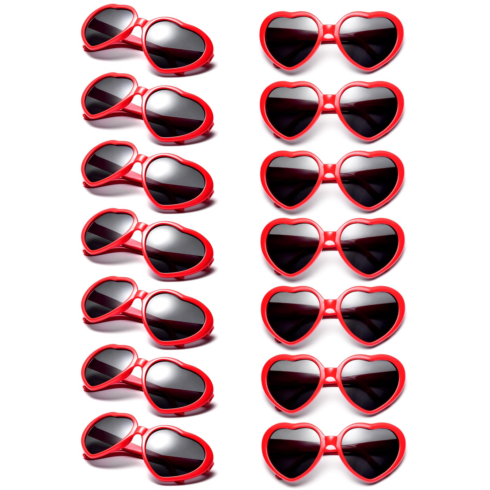 Pibupibu Neon Heart Sunglasses Bulk - Wholesale Party Favors for Birthday, Rave, Festival & Cosplay - Fun Accessories for Girls, Boys & Adults