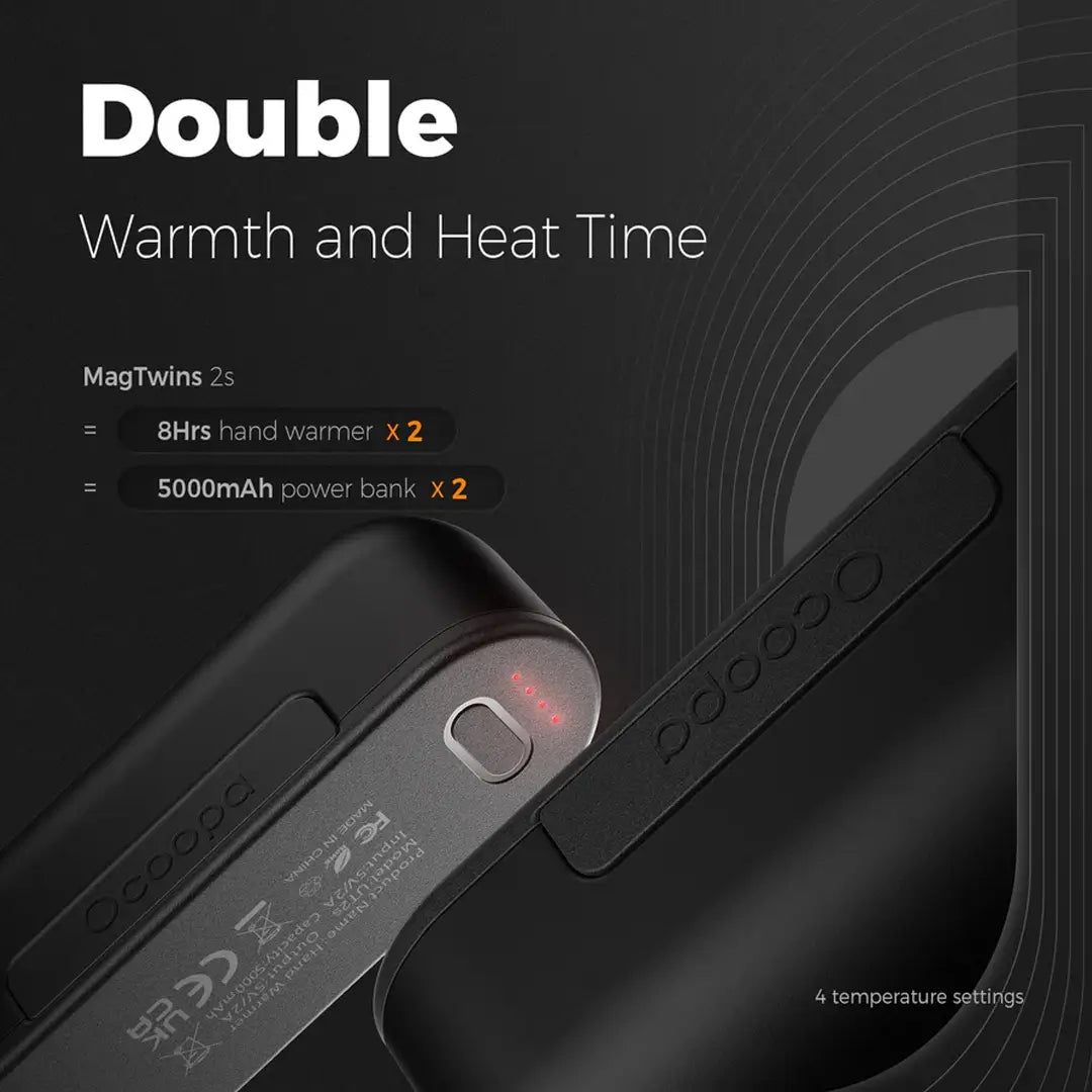 Ocoopa UT2s Rechargeable Hand Warmer & 5200mAh Power Bank - Portable USB Heater for Winter Outdoor Activities, Camping, Hiking, and Cold Weather Use