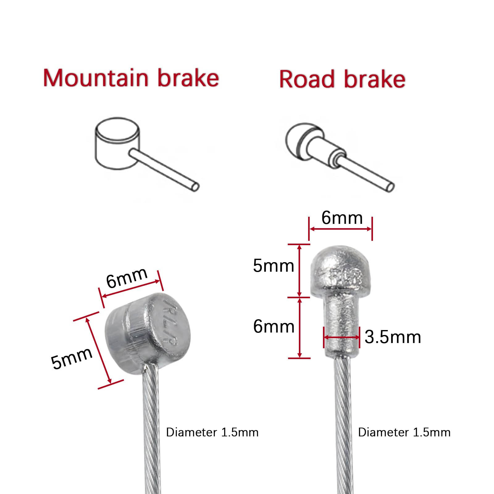 4PCS Professional Bike Brake Cable and Housing Set - Universal Mountain & Road Bike Brake Cables for Front & Rear - Durable Black Brake Wire Kit (17x17x0.5) - Perfect for Cycling Maintenance, Repair & Upgrades