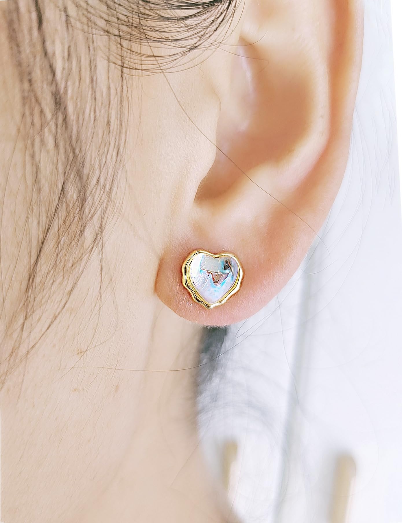 Cubic Zirconia Heart Stud Earrings for Women - 14K White Gold/Gold Plated Dainty Earrings - Perfect for Valentine's Day, Anniversary & Everyday Wear