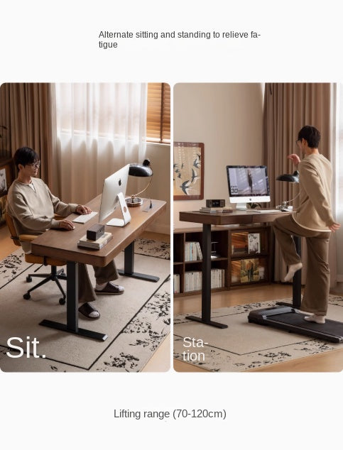Premium Black Walnut Solid Wood Electric Height Adjustable Standing Desk - Ergonomic Home Office Computer Workstation for Remote Work & Gaming Setup