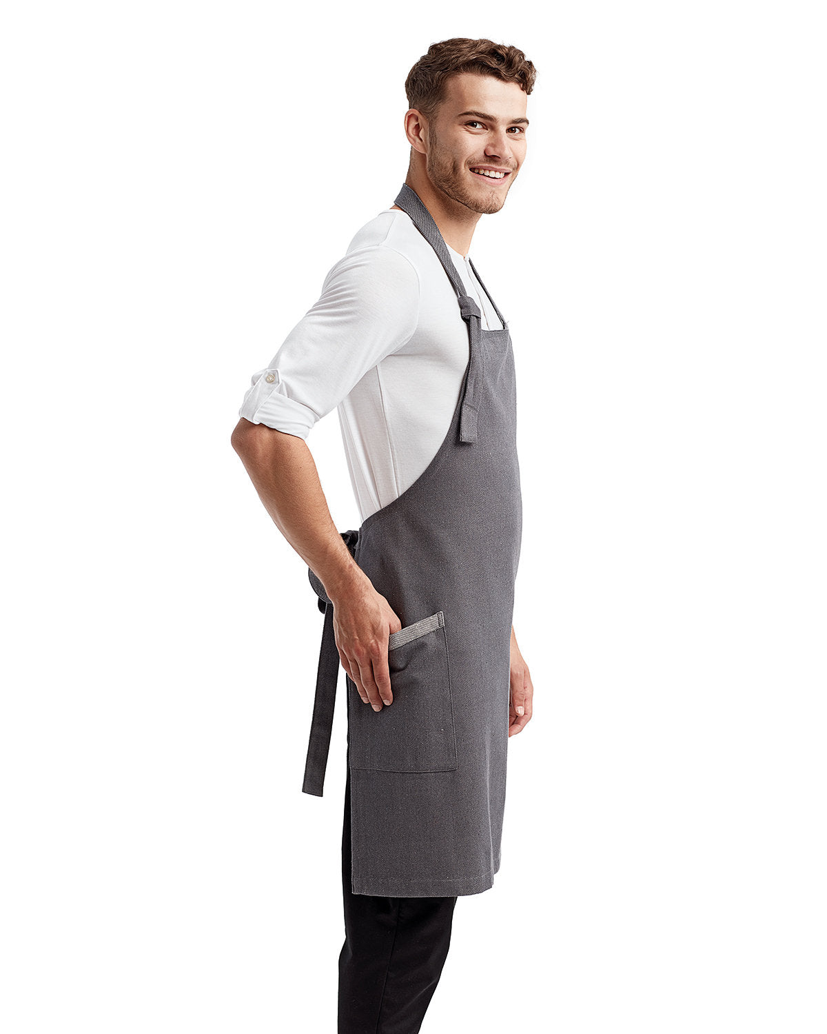 Reprime RP122 Unisex Recycled Bib Apron - Eco-Friendly Artisan Collection for Cooking, Baking & Grilling - Sustainable Kitchen & BBQ Accessory