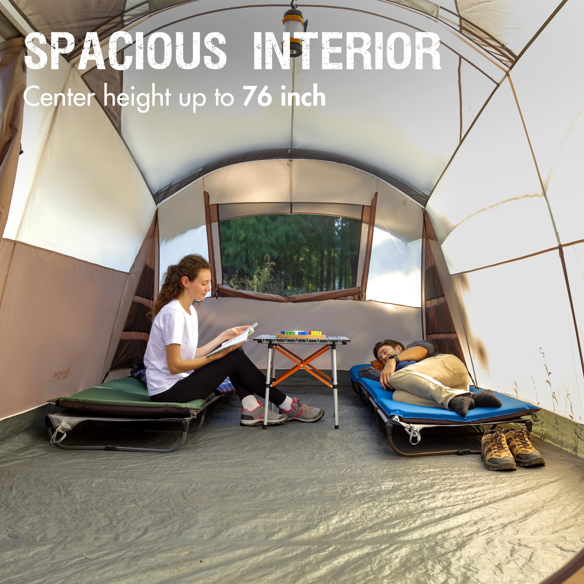 6/8/10 Person Waterproof Family Camping Tent with Screen Room & Rainfly - Spacious Tunnel Tent for Outdoor Adventures, Backpacking, and Group Parties