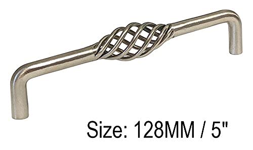 5 Pack Satin Nickel Birdcage Cabinet Pulls - 5