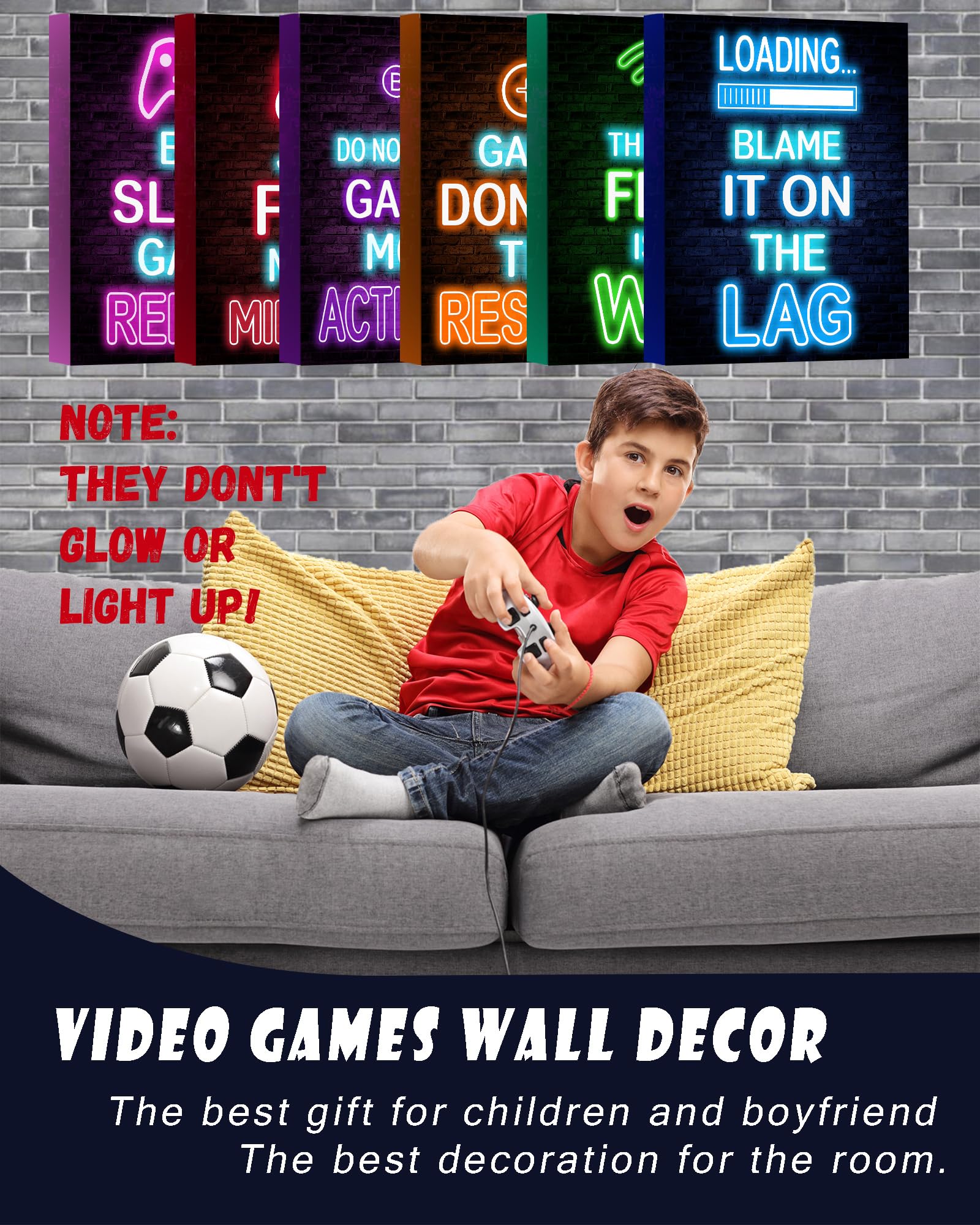12x16 Inch Drsoum Gaming Wall Art Neon Poster - Cool Video Game Room Decor for Teen Boys & Gamers | Perfect for Bedroom, Man Cave & Gaming Setup