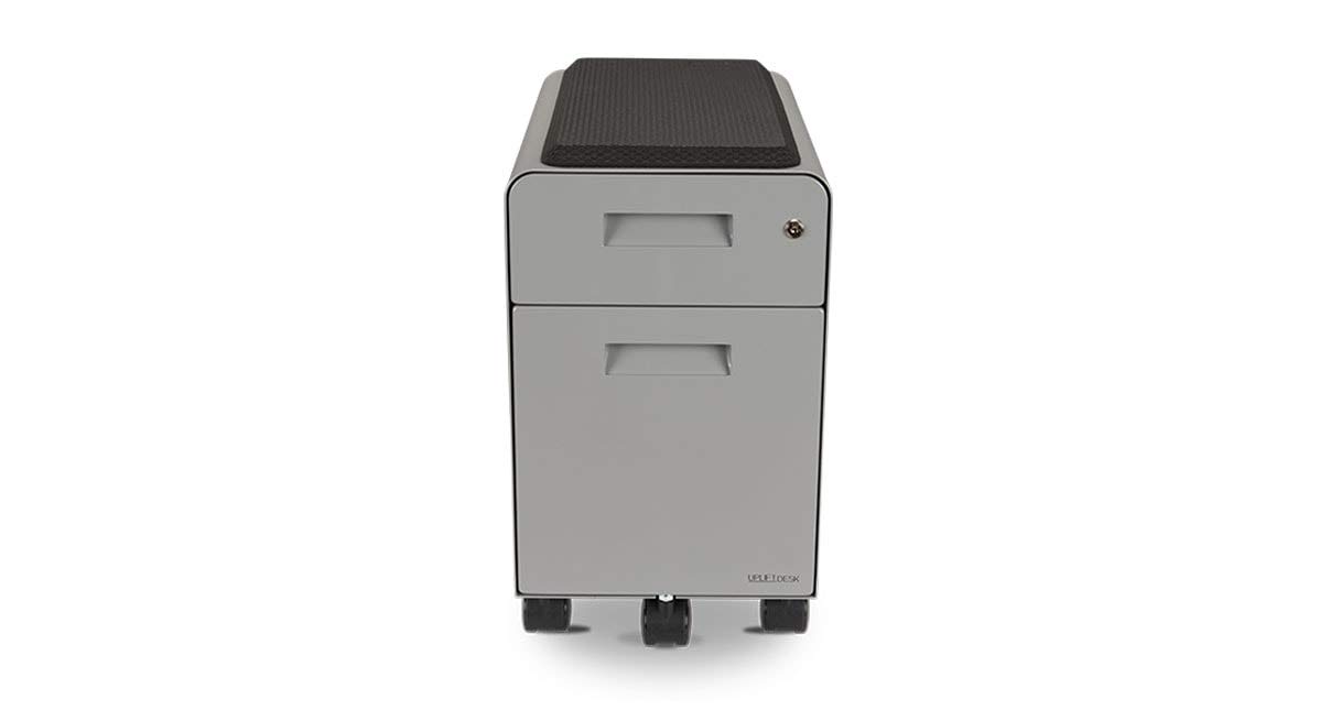 2-Drawer Rolling File Cabinet with Seat - Narrow Office Storage Solution for Small Spaces, Gray - Perfect for Home Office, Study Room & Workspace Organization